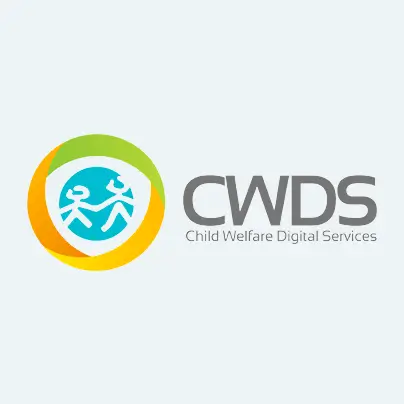 CWDS logo with two stylized figures inside a green and yellow circle, reflecting AI and data strategy, next to the text "CWDS Child Welfare Digital Services" on a light background.